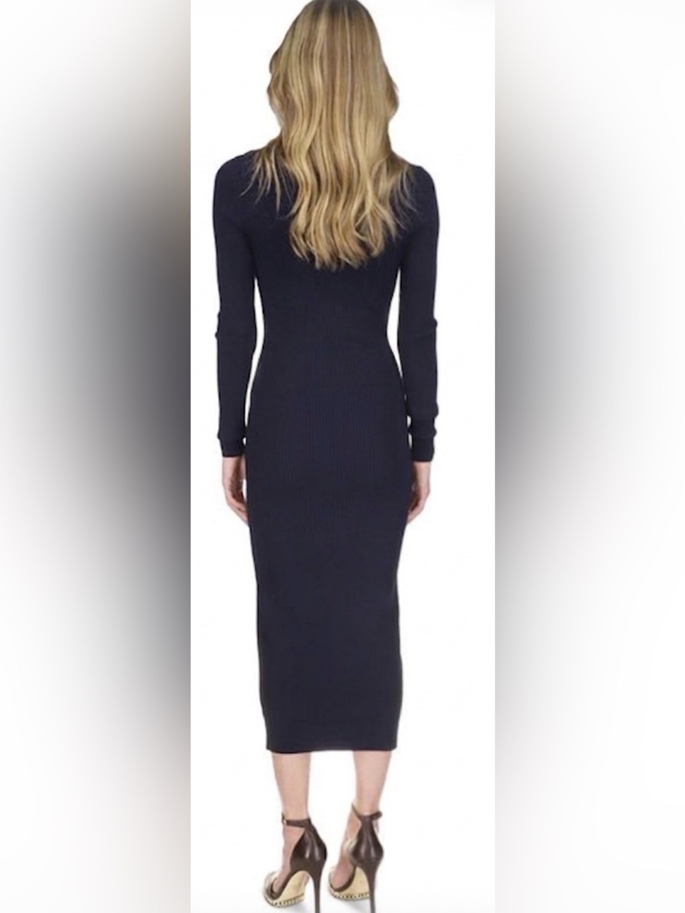 Michael Kors Navy Button-Front V-Neck Midi Dress - Picture 3 of 7